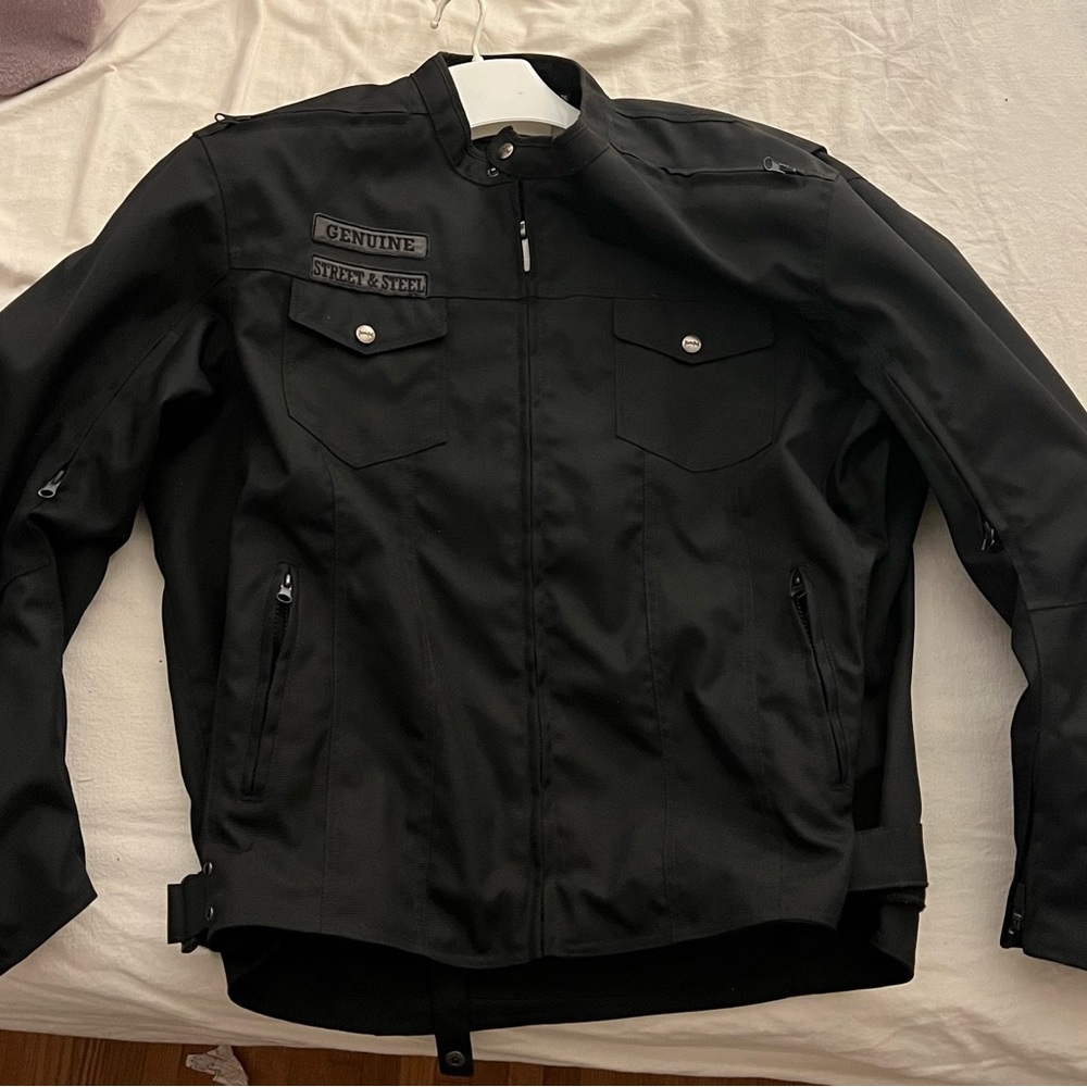 Men’s black motorcycle jacket